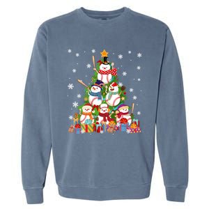 Baseball Snow Christmas Tree Pitchers Catchers Gift Garment-Dyed Sweatshirt