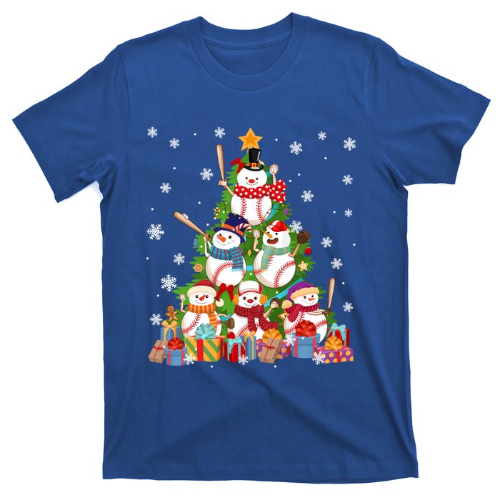 Baseball Snow Christmas Tree Pitchers Catchers Gift T-Shirt