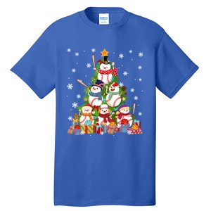 Baseball Snow Christmas Tree Pitchers Catchers Gift Tall T-Shirt