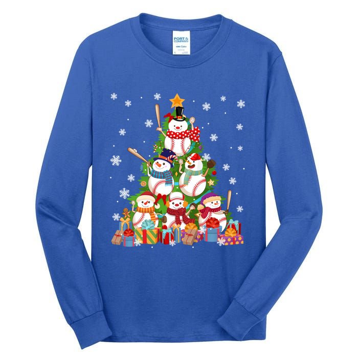 Baseball Snow Christmas Tree Pitchers Catchers Gift Tall Long Sleeve T-Shirt