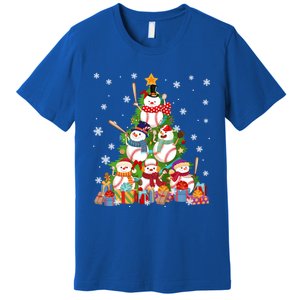 Baseball Snow Christmas Tree Pitchers Catchers Gift Premium T-Shirt