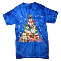 Baseball Snow Christmas Tree Pitchers Catchers Gift Tie-Dye T-Shirt