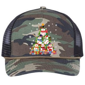 Baseball Snow Christmas Tree Pitchers Catchers Gift Retro Rope Trucker Hat Cap