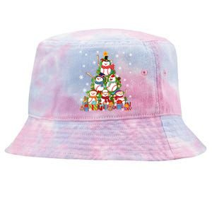 Baseball Snow Christmas Tree Pitchers Catchers Gift Tie-Dyed Bucket Hat