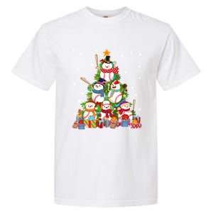 Baseball Snow Christmas Tree Pitchers Catchers Gift Garment-Dyed Heavyweight T-Shirt