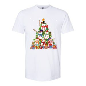 Baseball Snow Christmas Tree Pitchers Catchers Gift Softstyle CVC T-Shirt