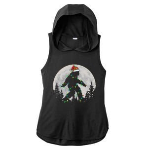 Bigfoot Santa Christmas Tree Lights Funny Xmas Sasquatch Ladies PosiCharge Tri-Blend Wicking Draft Hoodie Tank