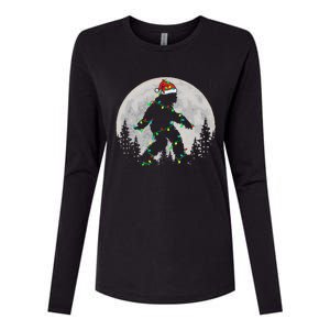 Bigfoot Santa Christmas Tree Lights Funny Xmas Sasquatch Womens Cotton Relaxed Long Sleeve T-Shirt