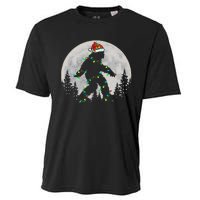 Bigfoot Santa Christmas Tree Lights Funny Xmas Sasquatch Cooling Performance Crew T-Shirt