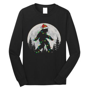 Bigfoot Santa Christmas Tree Lights Funny Xmas Sasquatch Long Sleeve Shirt