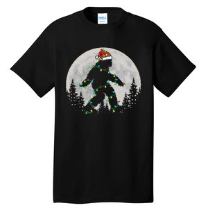 Bigfoot Santa Christmas Tree Lights Funny Xmas Sasquatch Tall T-Shirt