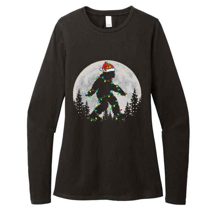 Bigfoot Santa Christmas Tree Lights Funny Xmas Sasquatch Womens CVC Long Sleeve Shirt