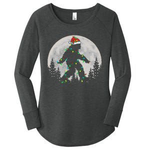 Bigfoot Santa Christmas Tree Lights Funny Xmas Sasquatch Women's Perfect Tri Tunic Long Sleeve Shirt