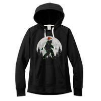 Bigfoot Santa Christmas Tree Lights Funny Xmas Sasquatch Women's Fleece Hoodie