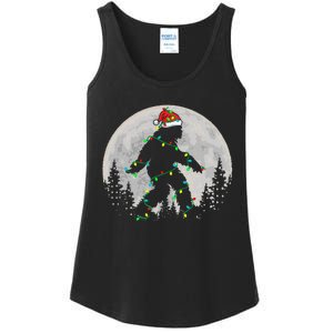 Bigfoot Santa Christmas Tree Lights Funny Xmas Sasquatch Ladies Essential Tank