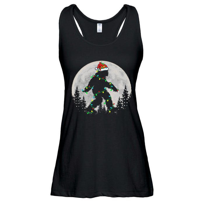 Bigfoot Santa Christmas Tree Lights Funny Xmas Sasquatch Ladies Essential Flowy Tank