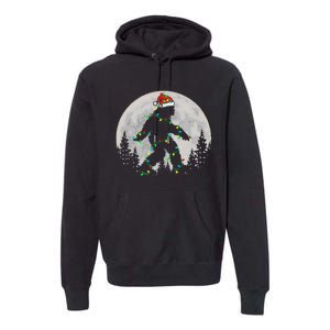 Bigfoot Santa Christmas Tree Lights Funny Xmas Sasquatch Premium Hoodie