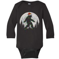 Bigfoot Santa Christmas Tree Lights Funny Xmas Sasquatch Baby Long Sleeve Bodysuit