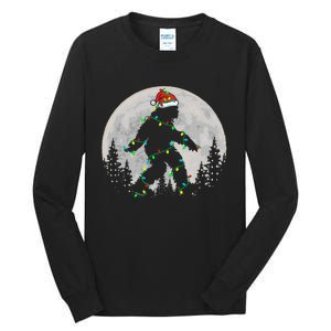 Bigfoot Santa Christmas Tree Lights Funny Xmas Sasquatch Tall Long Sleeve T-Shirt