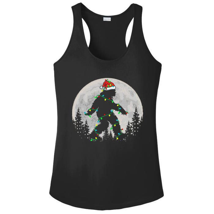 Bigfoot Santa Christmas Tree Lights Funny Xmas Sasquatch Ladies PosiCharge Competitor Racerback Tank