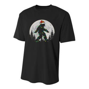 Bigfoot Santa Christmas Tree Lights Funny Xmas Sasquatch Youth Performance Sprint T-Shirt