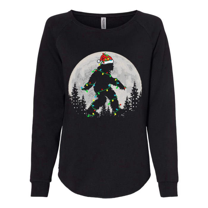 Bigfoot Santa Christmas Tree Lights Funny Xmas Sasquatch Womens California Wash Sweatshirt