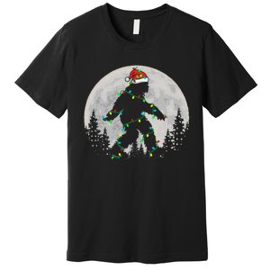 Bigfoot Santa Christmas Tree Lights Funny Xmas Sasquatch Premium T-Shirt