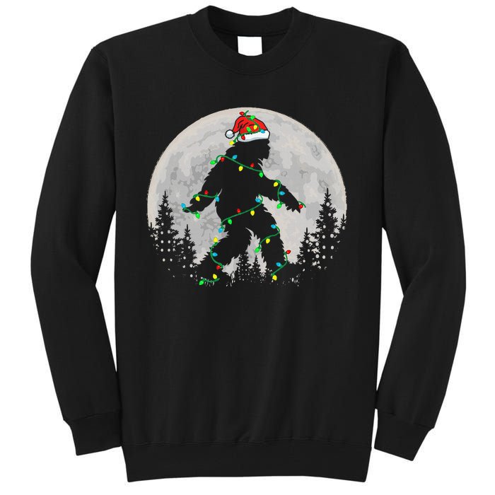 Bigfoot Santa Christmas Tree Lights Funny Xmas Sasquatch Tall Sweatshirt