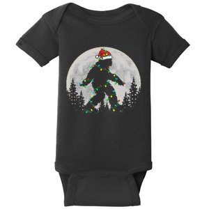 Bigfoot Santa Christmas Tree Lights Funny Xmas Sasquatch Baby Bodysuit