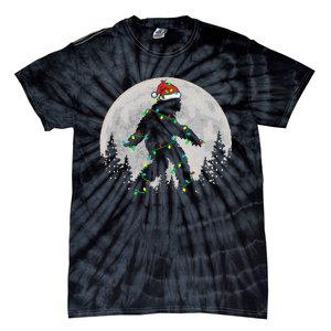 Bigfoot Santa Christmas Tree Lights Funny Xmas Sasquatch Tie-Dye T-Shirt