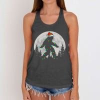 Bigfoot Santa Christmas Tree Lights Funny Xmas Sasquatch Women's Knotted Racerback Tank