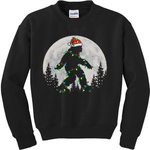 Bigfoot Santa Christmas Tree Lights Funny Xmas Sasquatch Kids Sweatshirt