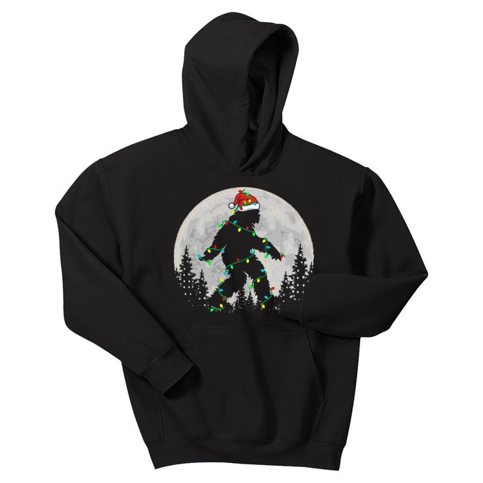 Bigfoot Santa Christmas Tree Lights Funny Xmas Sasquatch Kids Hoodie