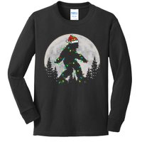 Bigfoot Santa Christmas Tree Lights Funny Xmas Sasquatch Kids Long Sleeve Shirt