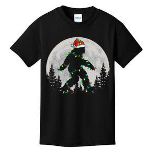 Bigfoot Santa Christmas Tree Lights Funny Xmas Sasquatch Kids T-Shirt