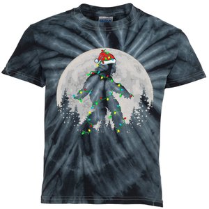 Bigfoot Santa Christmas Tree Lights Funny Xmas Sasquatch Kids Tie-Dye T-Shirt