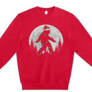 Bigfoot Santa Christmas Tree Lights Funny Xmas Sasquatch Premium Crewneck Sweatshirt