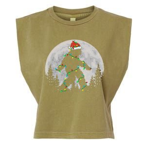 Bigfoot Santa Christmas Tree Lights Funny Xmas Sasquatch Garment-Dyed Women's Muscle Tee