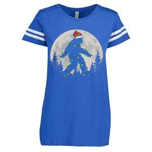 Bigfoot Santa Christmas Tree Lights Funny Xmas Sasquatch Enza Ladies Jersey Football T-Shirt