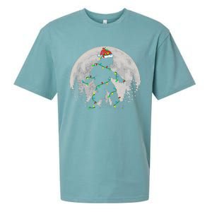 Bigfoot Santa Christmas Tree Lights Funny Xmas Sasquatch Sueded Cloud Jersey T-Shirt