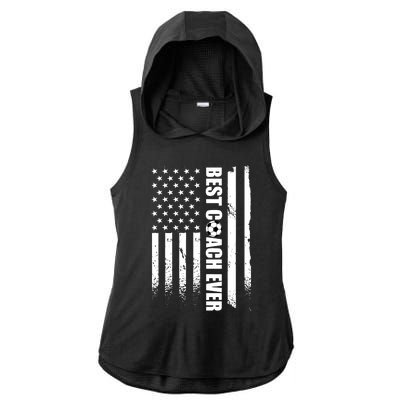 Best Soccer Coach Ever American Flag Ladies PosiCharge Tri-Blend Wicking Draft Hoodie Tank