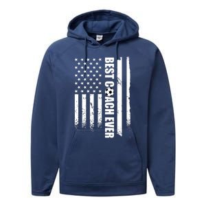 Best Soccer Coach Ever American Flag Performance Fleece Hoodie