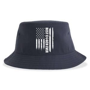 Best Soccer Coach Ever American Flag Sustainable Bucket Hat