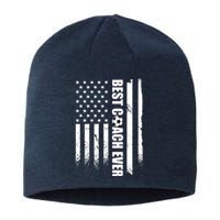 Best Soccer Coach Ever American Flag Sustainable Beanie