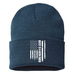 Best Soccer Coach Ever American Flag Sustainable Knit Beanie