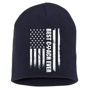 Best Soccer Coach Ever American Flag Short Acrylic Beanie