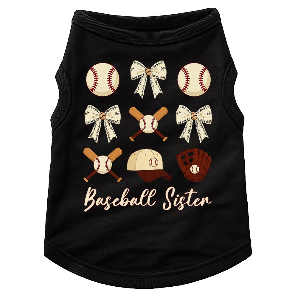 Baseball Sister Coquette Bow Cheer Baseball Doggie Tank