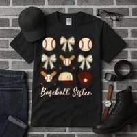 Baseball Sister Coquette Bow Cheer Baseball Tall T-Shirt