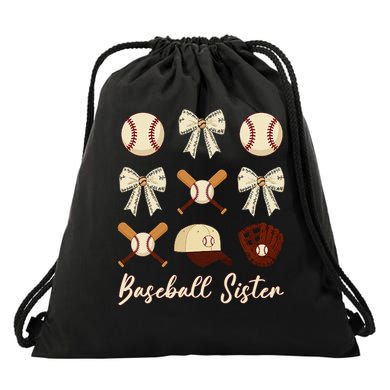 Baseball Sister Coquette Bow Cheer Baseball Drawstring Bag