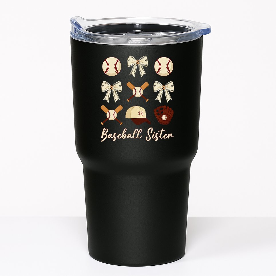 Baseball Sister Coquette Bow Cheer Baseball Tumbler